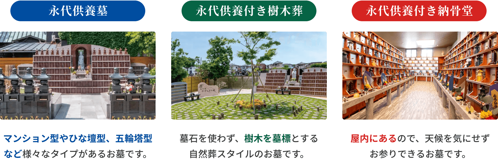 永代供養墓 永代供養付き樹木葬 永代供養付き納骨堂