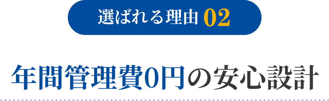 選ばれる理由02 年間管理費0円の安心設計